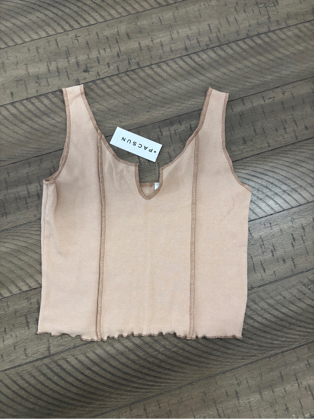 PacSun Peach Ribbed Crop Tank with V-Notch